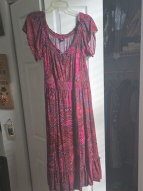 torrid Pink and Blue Paisley Boho Maxi Dress